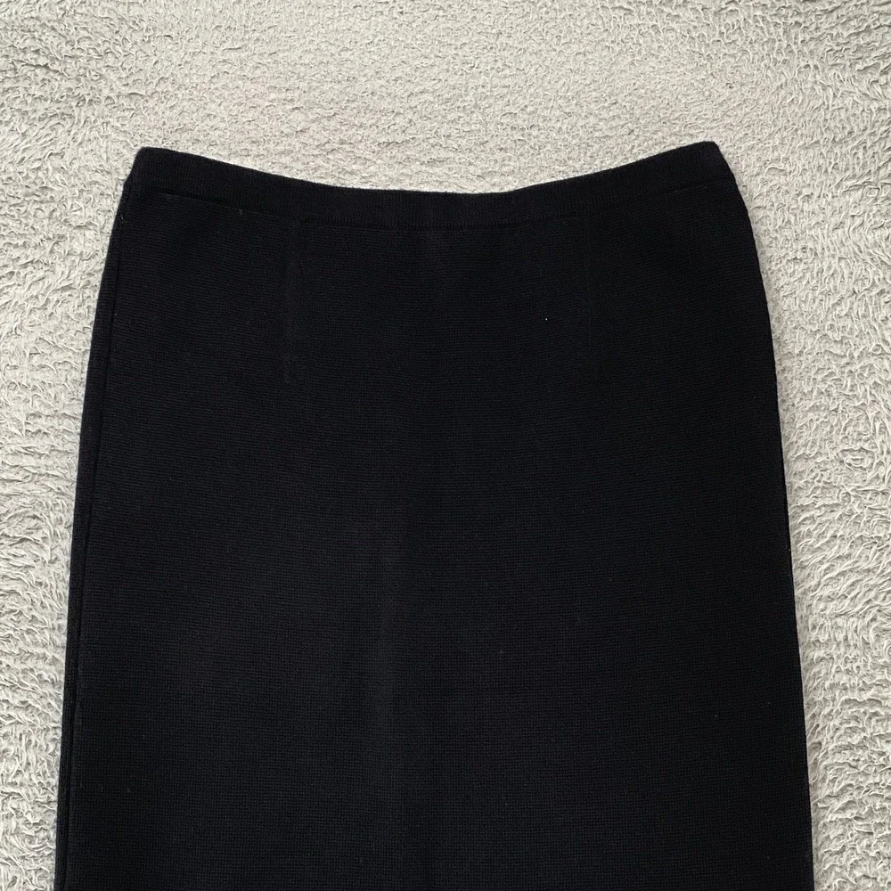 Eileen Fisher Skirt Womens Petite Medium‎ Black Merino Wool Pencil Knee Length